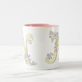 Decorative Monogram N herzen Blume Kunst Tasse (Mittel)