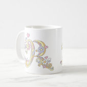 Decorative Monogram R Herz und Blume Tasse (Vorderseite Links)