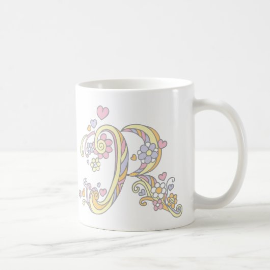Decorative Monogram R Herz und Blume Tasse (Rechts)