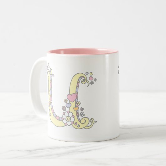 Decorative Monogram U Herz und Blume Tasse (Vorderseite Links)