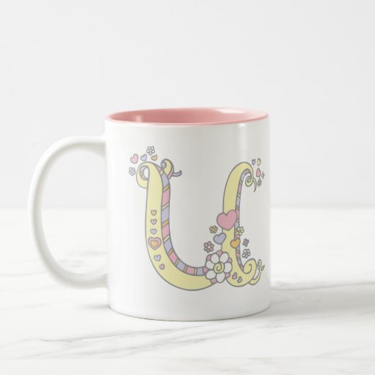 Decorative Monogram U Herz und Blume Tasse (Links)