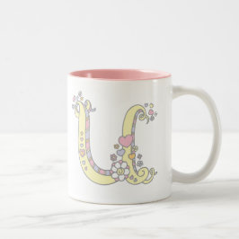 Decorative Monogram U Herz und Blume Tasse