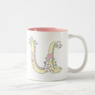 Decorative Monogram U Herz und Blume Tasse