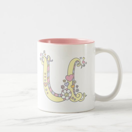 Decorative Monogram U Herz und Blume Tasse (Rechts)