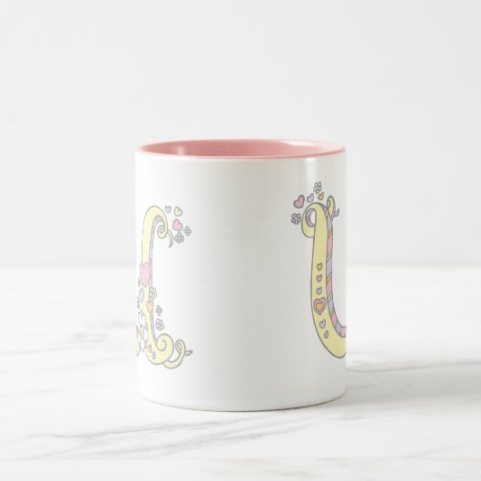 Decorative Monogram U Herz und Blume Tasse (Mittel)