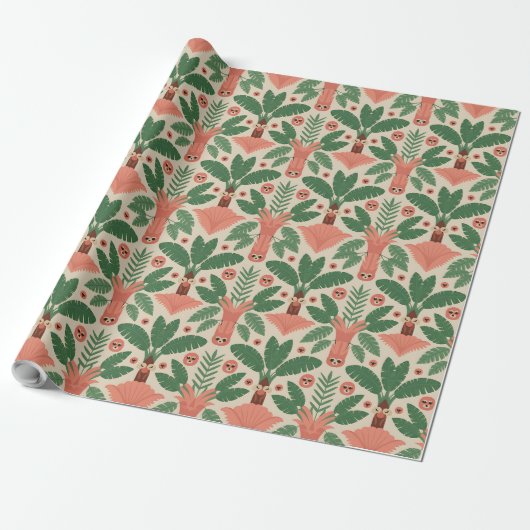 Decorative paper with a pattern of stylized green geschenkpapier (Ungerollt)