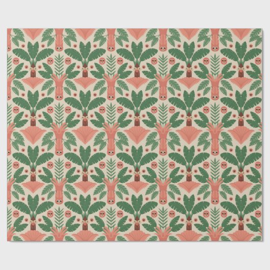 Decorative paper with a pattern of stylized green geschenkpapier (Flach)