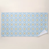 Decorative pastel blue geometric patterned  strandtuch (Vorderseite)