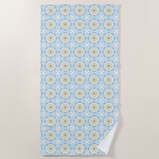 Decorative pastel blue geometric patterned  strandtuch (Vorderseite)