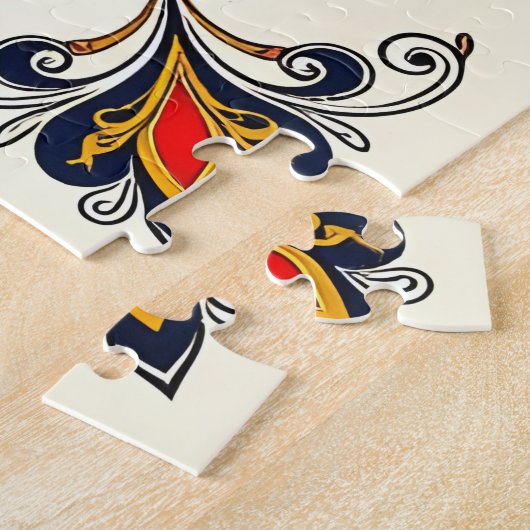 Decorative peacock bird on white puzzle (Seite)