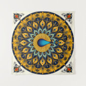 Decorative peacock bird on white wandteppich (Vorderseite (Horizontal))