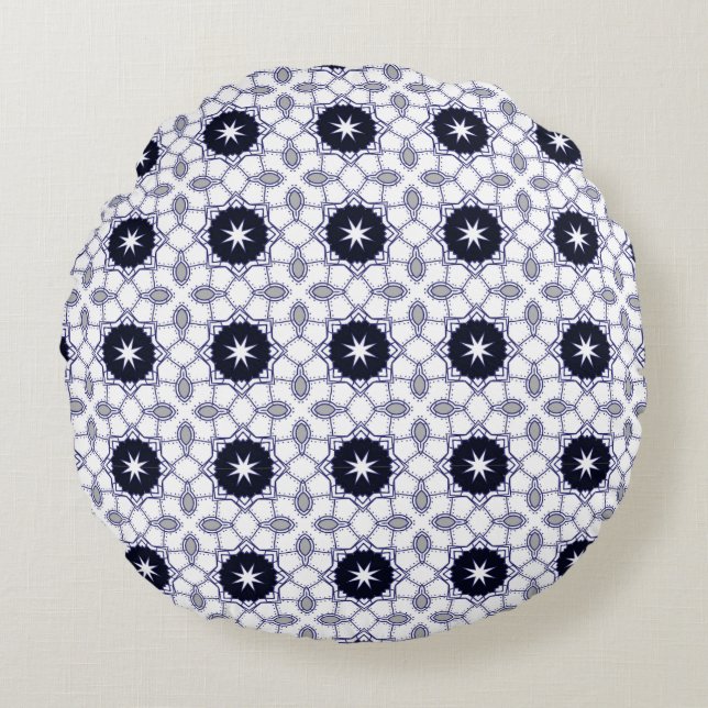 decorative pillow featuring a geometric pattern rundes kissen (Vorderseite)