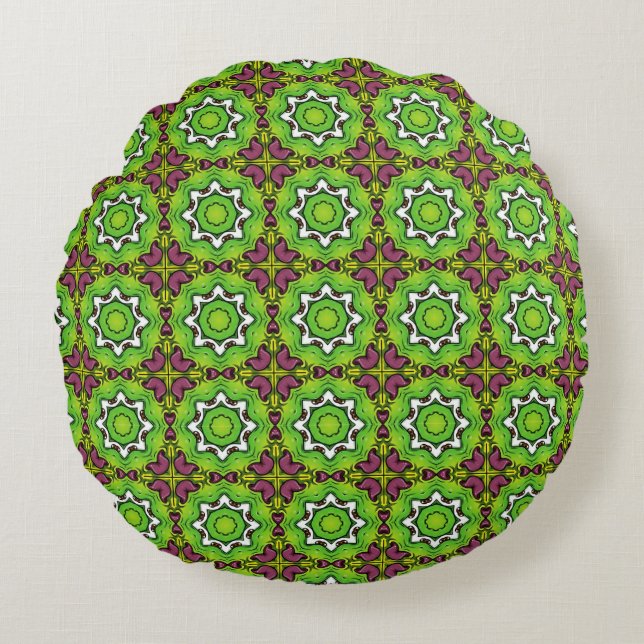 decorative pillow featuring a geometric pattern rundes kissen (Vorderseite)