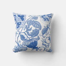 Decorative pillow with blue floral & leaf pattern kissen