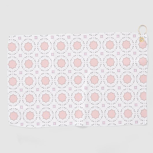 Decorative pink geometric mandala patterned golfhandtuch (Horizontal)