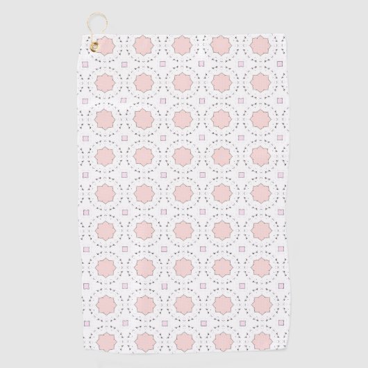 Decorative pink geometric mandala patterned golfhandtuch (Vorderseite)