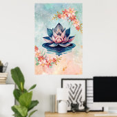 Decorative Pink Green Purity Lotus Poster (Heimbüro)