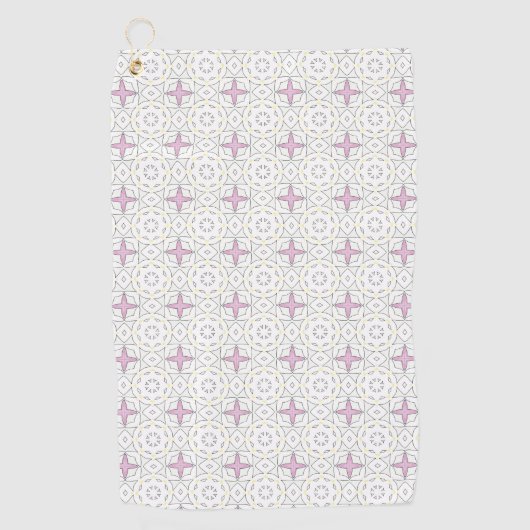 Decorative pink star geometric patterned golfhandtuch (Vorderseite)