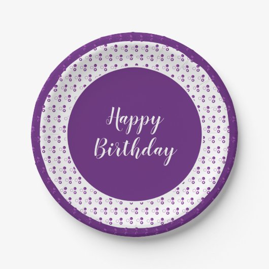 Decorative Polka Dot Happy Birthday Pappteller (Vorderseite)