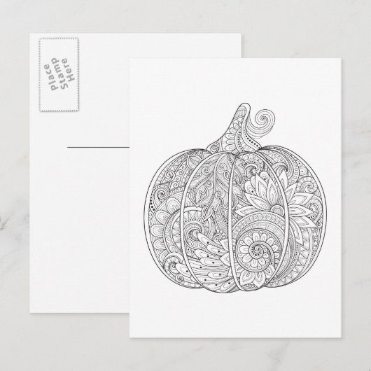 Decorative Pumpkin Doodle Postkarte (Vorne/Hinten)