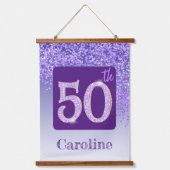 Decorative Purple Glitter 2 Photos 50th Birthday Wandteppich Mit Holzrahmen (Vorderseite 2)
