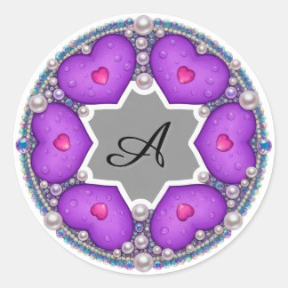 Decorative Purple Heart Ring Frame Runder Aufkleber