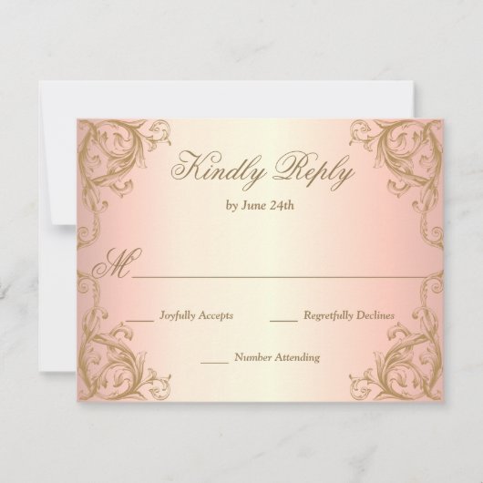 Decorative Rahmen Border Rose Gold RSVP Karte (Vorderseite)