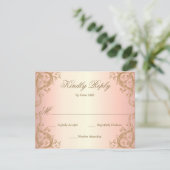 Decorative Rahmen Border Rose Gold RSVP Karte (Stehend Vorderseite)