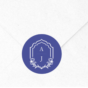 Decorative Rahmen für die Hochzeitsmonographie Runder Aufkleber