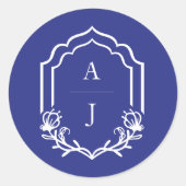 Decorative Rahmen für die Hochzeitsmonographie Runder Aufkleber (Vorderseite)