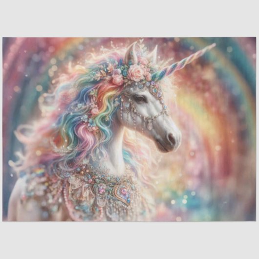 Decorative Rainbow Unicorn Art Craft Decoupage Seidenpapier (Vorderseite)