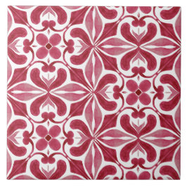 Decorative Red Azulejo Tile Patchwork Pattern Fliese