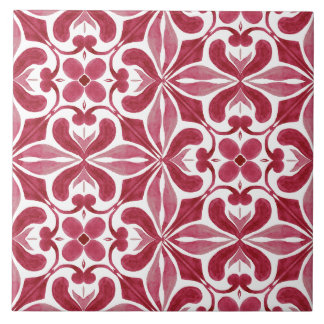 Decorative Red Azulejo Tile Patchwork Pattern Fliese