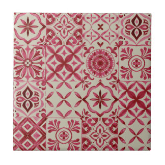 Decorative Red Azulejo Tile Patchwork Pattern Fliese
