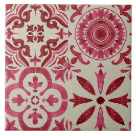 Decorative Red Azulejo Tile Patchwork Pattern Fliese