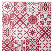 Decorative Red Azulejo Tile Patchwork Pattern Fliese (Vorderseite)