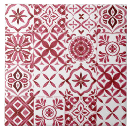Decorative Red Azulejo Tile Patchwork Pattern Fliese