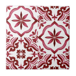 Decorative Red Azulejo Tile Patchwork Pattern Fliese