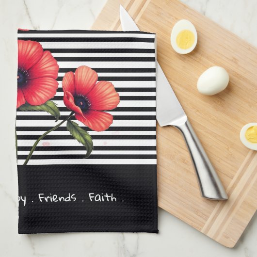 Decorative Red Floral Geschirrtuch (Viertel Falte)