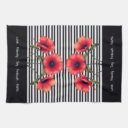 Decorative Red Floral Geschirrtuch (Horizontal)