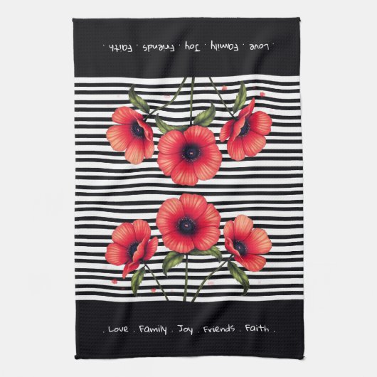 Decorative Red Floral Geschirrtuch (Vertikal)