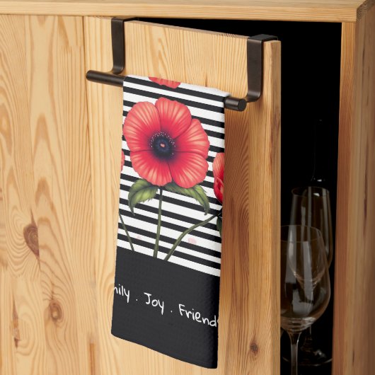 Decorative Red Floral Geschirrtuch (Drittel gefaltet)