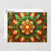 Decorative Red Green Christmas Holiday Postcard Postkarte (Vorne/Hinten)