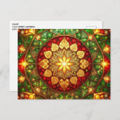 Decorative Red Green Christmas Holiday Postcard Postkarte (Vorne/Hinten)