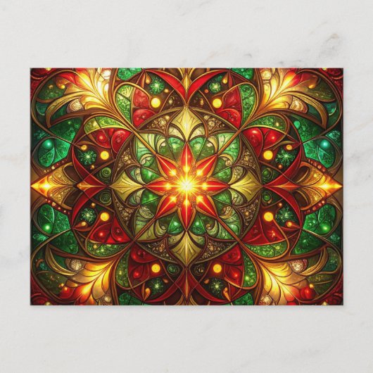 Decorative Red Green Christmas Holiday Postcard Postkarte (Vorderseite)