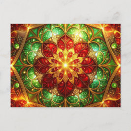 Decorative Red Green Christmas Holiday Postcard Postkarte