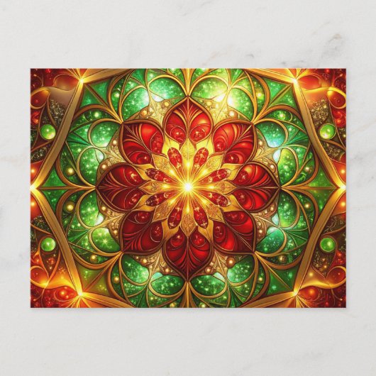 Decorative Red Green Christmas Holiday Postcard Postkarte (Vorderseite)
