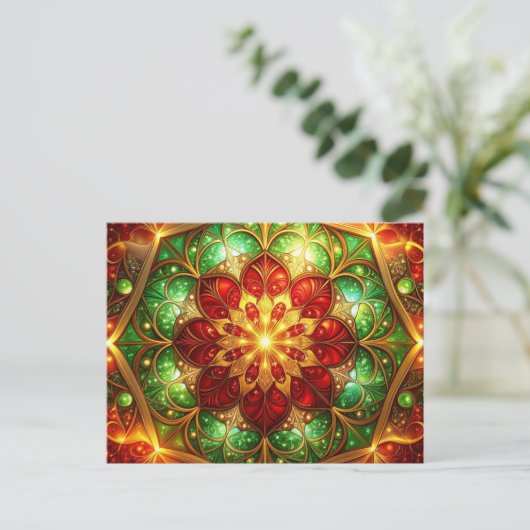 Decorative Red Green Christmas Holiday Postcard Postkarte (Stehend Vorderseite)