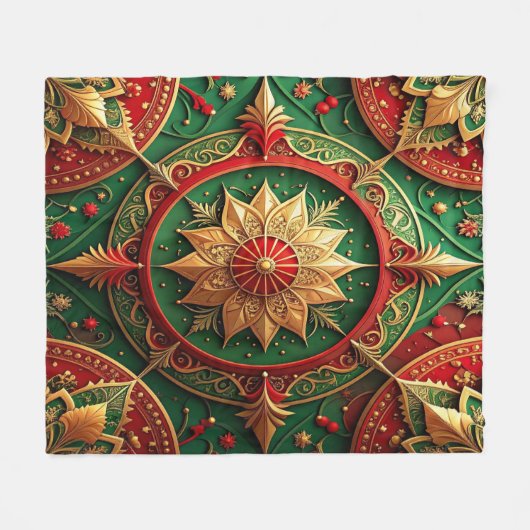 Decorative Red Green Fleece Blanket (Vorderseite (Horizontal))