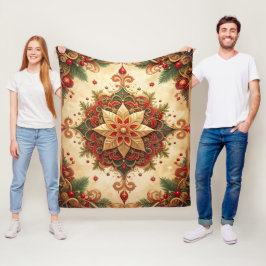 Decorative Red Green Fleece Blanket